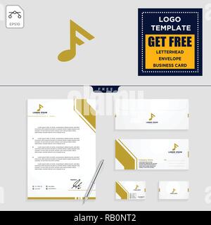 F music initial logo template vector illustration and branding design, stationery, letterhead, business card, envelope design Stock Vector