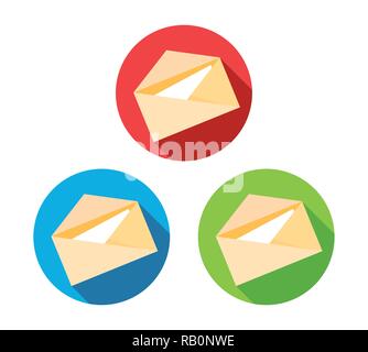 Post letter vector icon set. Symbol set isolated white. Flat design element illustration of Message. Stock Vector