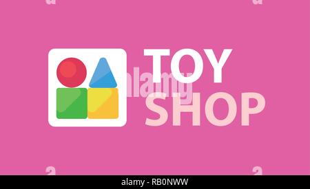 Vector Logo for Kids Toy Stop with caption on favorite baby pink color. Stock Vector