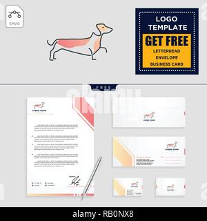 dog care logo template vector illustration and letterhead, business card, envelope, stationery design Stock Vector