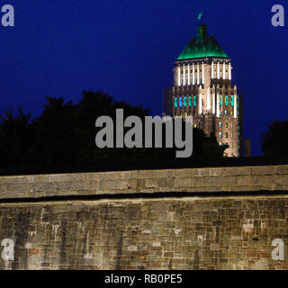 View of the Edifice Price in Quebec City at night,Canada Stock Photo