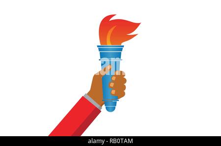 Torch in hand flame Stock Vector