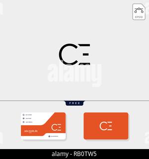 initial CE or EC creative logo template and business card include. vector illustration and logo inspiration Stock Vector