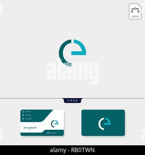 initial CE or EC creative logo template and business card include. vector illustration and logo inspiration Stock Vector