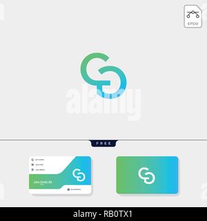 initial CG or GC creative logo template and business card include. vector illustration and logo inspiration Stock Vector