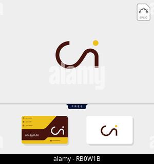 initial ci,ic creative logo template and business card design template include. vector illustration and logo inspiration Stock Vector
