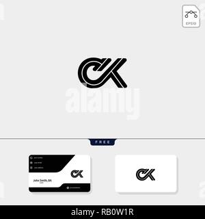 Premium initial Ck, KC, C, or K creative logo template and business card design template include. vector illustration and logo inspiration Stock Vector