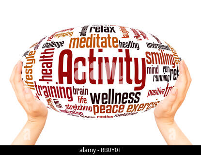 Recreation word cloud hand sphere concept on white background Stock ...