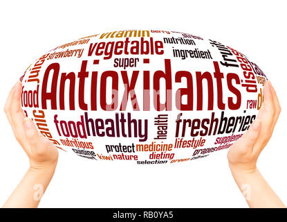 Antioxidants word cloud hand sphere concept on white background. Stock Photo