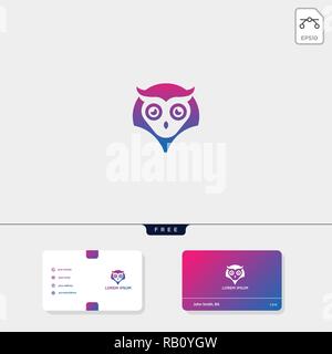 Owl creative logo template and business card design template include. vector illustration and logo inspiration Stock Vector