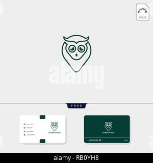 Owl creative logo template and business card design template include. vector illustration and logo inspiration Stock Vector