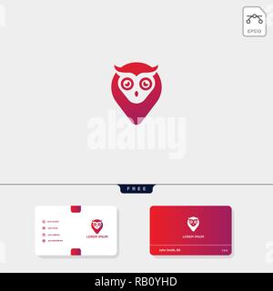Owl creative logo template and business card design template include. vector illustration and logo inspiration Stock Vector
