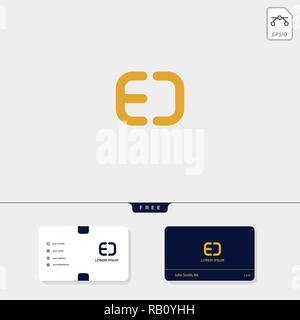 Premium initial ED, DE, E or D creative logo template and business card design template include. vector illustration and logo inspiration Stock Vector