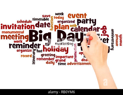 Big Day word cloud hand writing concept on white background. Stock Photo