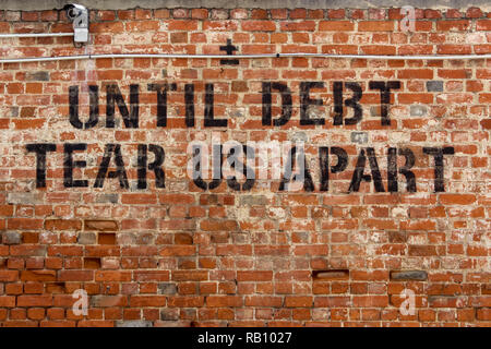 Graffiti on Wall / Until dept tear us apart Stock Photo
