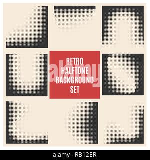 Set of retro halftone backgrounds.Vector ilustration. Stock Vector