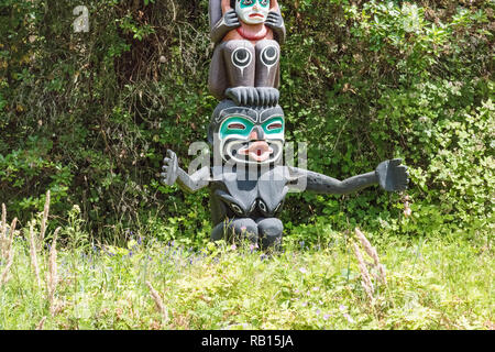 Totem Poles in Stanley Park, Vancouver, B.C., Canada Stock Photo