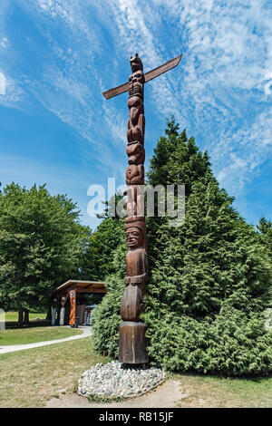 Totem Poles in Stanley Park, Vancouver, B.C., Canada Stock Photo