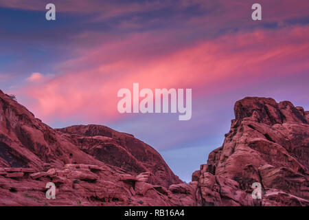 Valley of Fire State Park, Overton, Nevada, USA, Sunset at the Campground Stock Photo