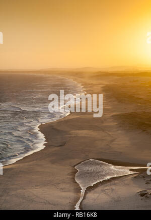 Sunset across Redhead Beach - Newcastle Australia from lookout. This beach stretches from Redhead south to Black Smiths Beach. Red Head Beach NSW Aust Stock Photo