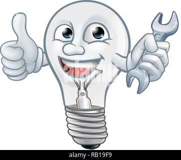 Light Bulb Cartoon Character Lightbulb Mascot Stock Vector