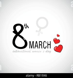march 8 international women's day red hearts vector illustration EPS10 Stock Vector
