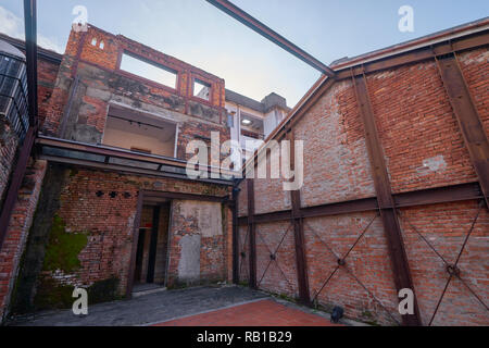 Old red brick at Bopiliao history block in Wanhua district, Taipei, Taiwan Stock Photo