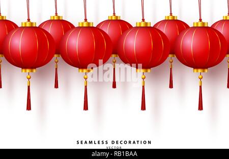 Vector Chinese red paper traditional lantern Stock Vector