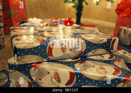 Christmas Presents Under the Christmas Tree Stock Photo