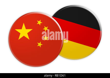 News Concept: China Flag Button On Germany Flag Button, 3d illustration on white background Stock Photo