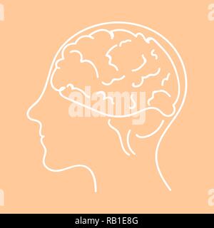 Line icon- brain vector flat illustration Stock Vector