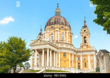 Basilica of Superga church (Basilica di Superga) in Turin Italy located on top of Superga hill. Beautiful place to visit with baroque and neoclassical Stock Photo