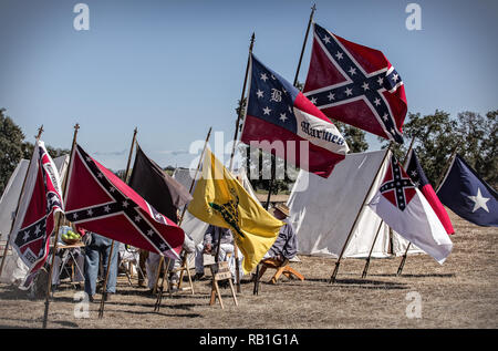 Civil War reenactors in action at Hawes Farm in Anderson, California. Stock Photo