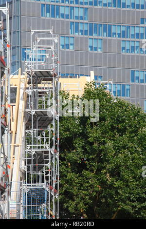 Scaffolding, construction site, shell, house Stock Photo