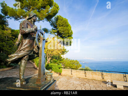 Statue of Prince Albert I, as a sailor in St Martin Gardens in Monaco. Albert was monarch of the Principality of Monaco between 1889 and 1922. Stock Photo