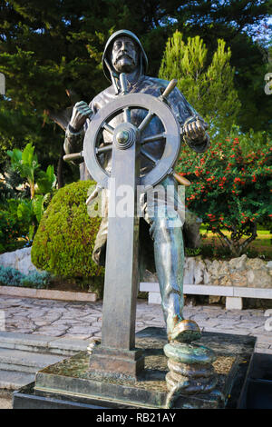 Statue of Prince Albert I, as a sailor in St Martin Gardens in Monaco. Albert was monarch of the Principality of Monaco between 1889 and 1922. Stock Photo