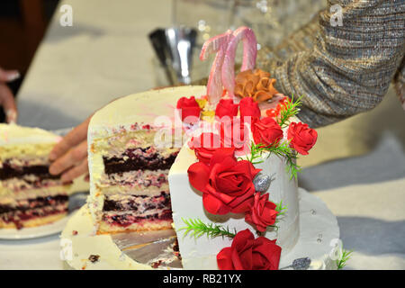 sweet fruit cake for the 70th birthday Stock Photo