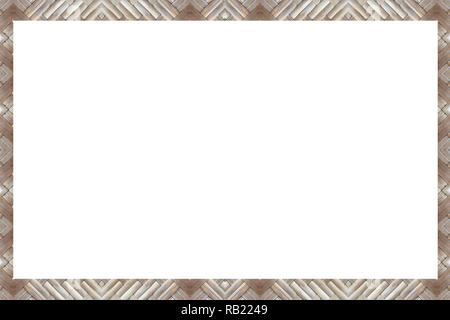wooden bamboo weave picture frame beautiful on a white Stock Photo
