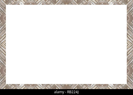 wooden bamboo weave picture frame beautiful on a white Stock Photo