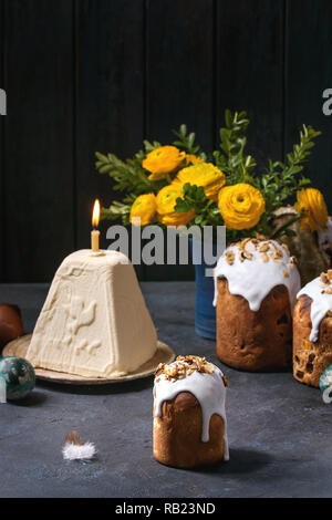 Set of traditional Russian and Ukrainian Easter cake Kulich Paska bread ...