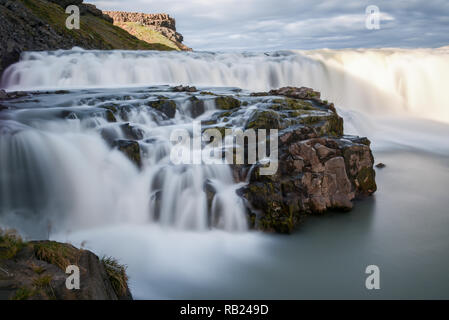 scenic waterfall Gulfoss in Iceland in morning light Stock Photo