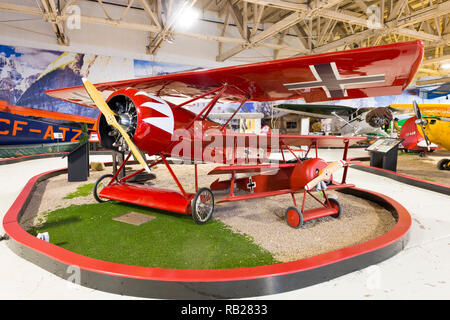 Fokker D.VIII at the Edmonton Aviation Museum Stock Photo