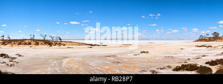 The desolated landscape of Lake Tyrrell a salt lake in North Western Victoria, Australia. Stock Photo