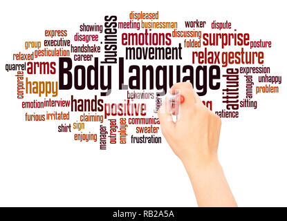 Body Language word cloud hand writing concept on white background. Stock Photo