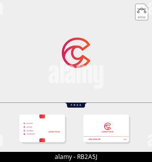 Initial C, CC creative logo template and business card design template include. vector illustration and logo inspiration Stock Vector