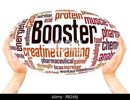Booster word cloud hand sphere concept on white background. Stock Photo
