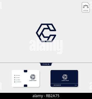Initial C, CC creative logo template and business card design template include. vector illustration and logo inspiration Stock Vector