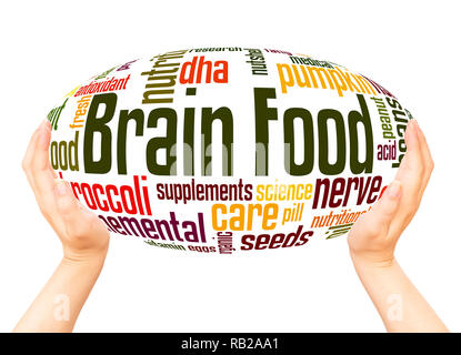 Brain Food word cloud hand sphere concept on white background. Stock Photo