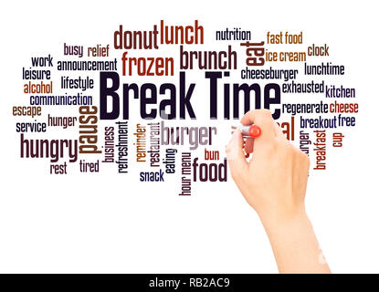 Break Time word cloud hand writing concept on white background. Stock Photo