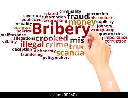 Bribery word cloud hand writing concept on white background. Stock Photo